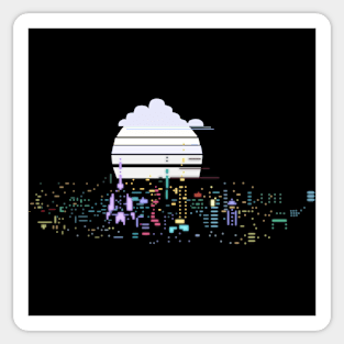 8 Bit Neon City Sticker